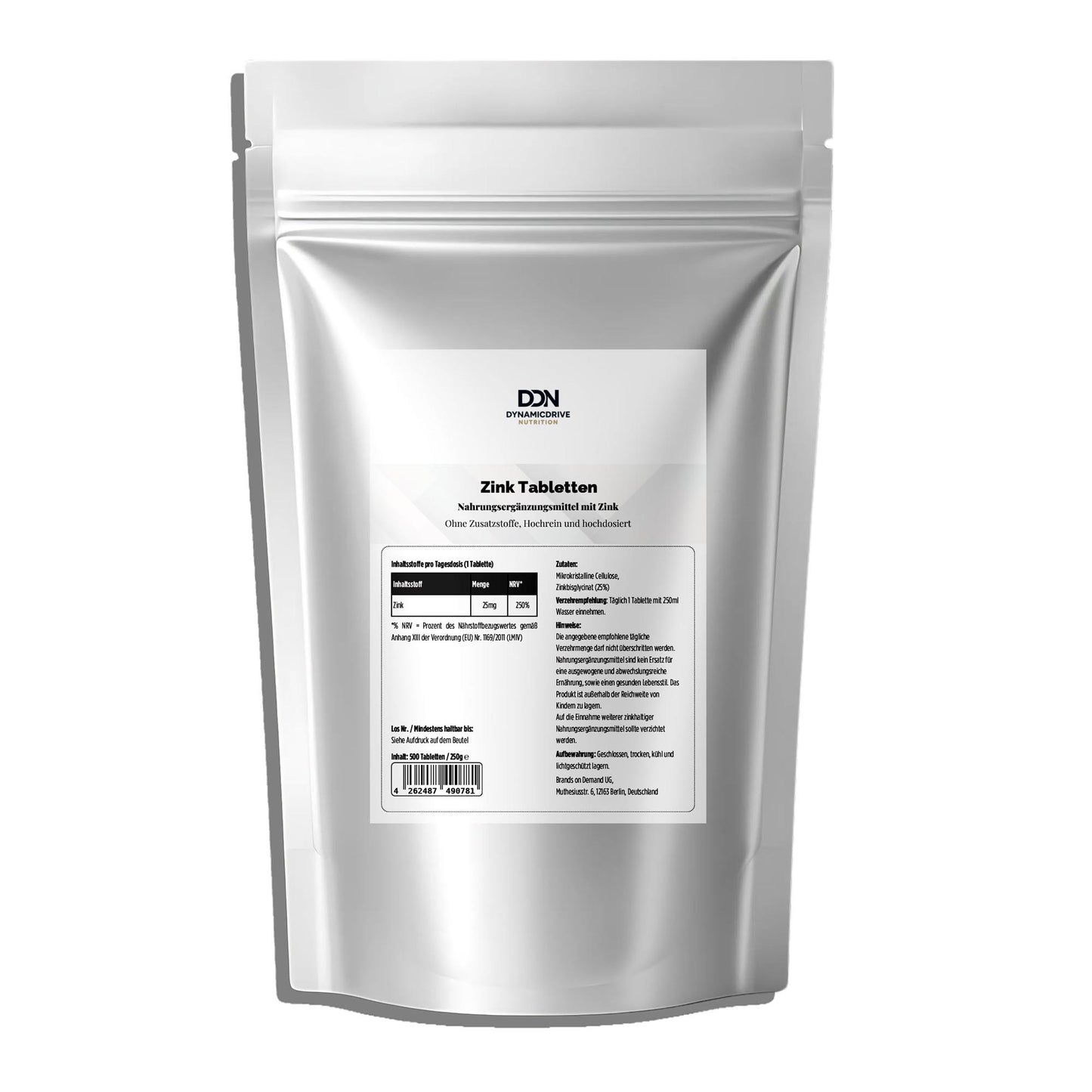 25mg Zink Bisglycinat - 500 Tabletten