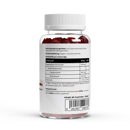 Löwenmähne + Vitamin B6 Gummies - 60 Stk.